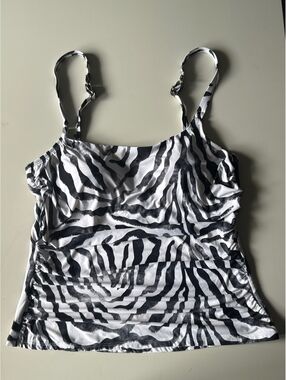 Janzen Tankini Swimsuit Top Animal Print Zebra Size 10 NEW